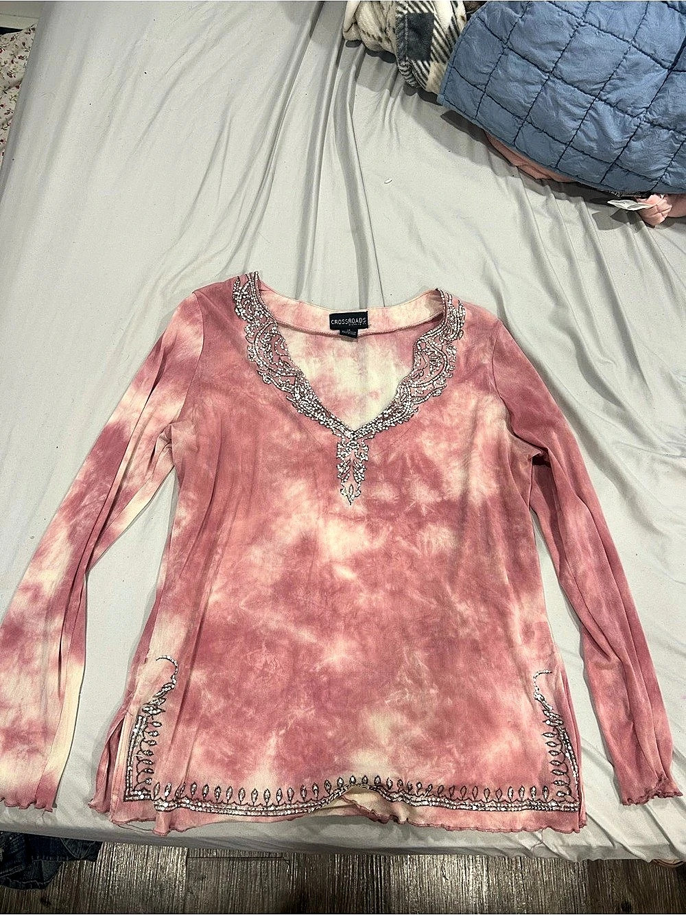 Crossroads Tie-Dye Embellished Top